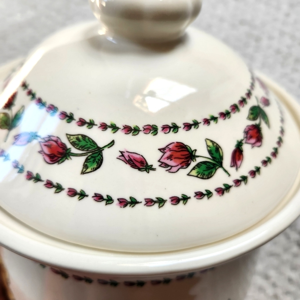 Cream Floral Ceramic Canister with Lid - Picture 6 of 11